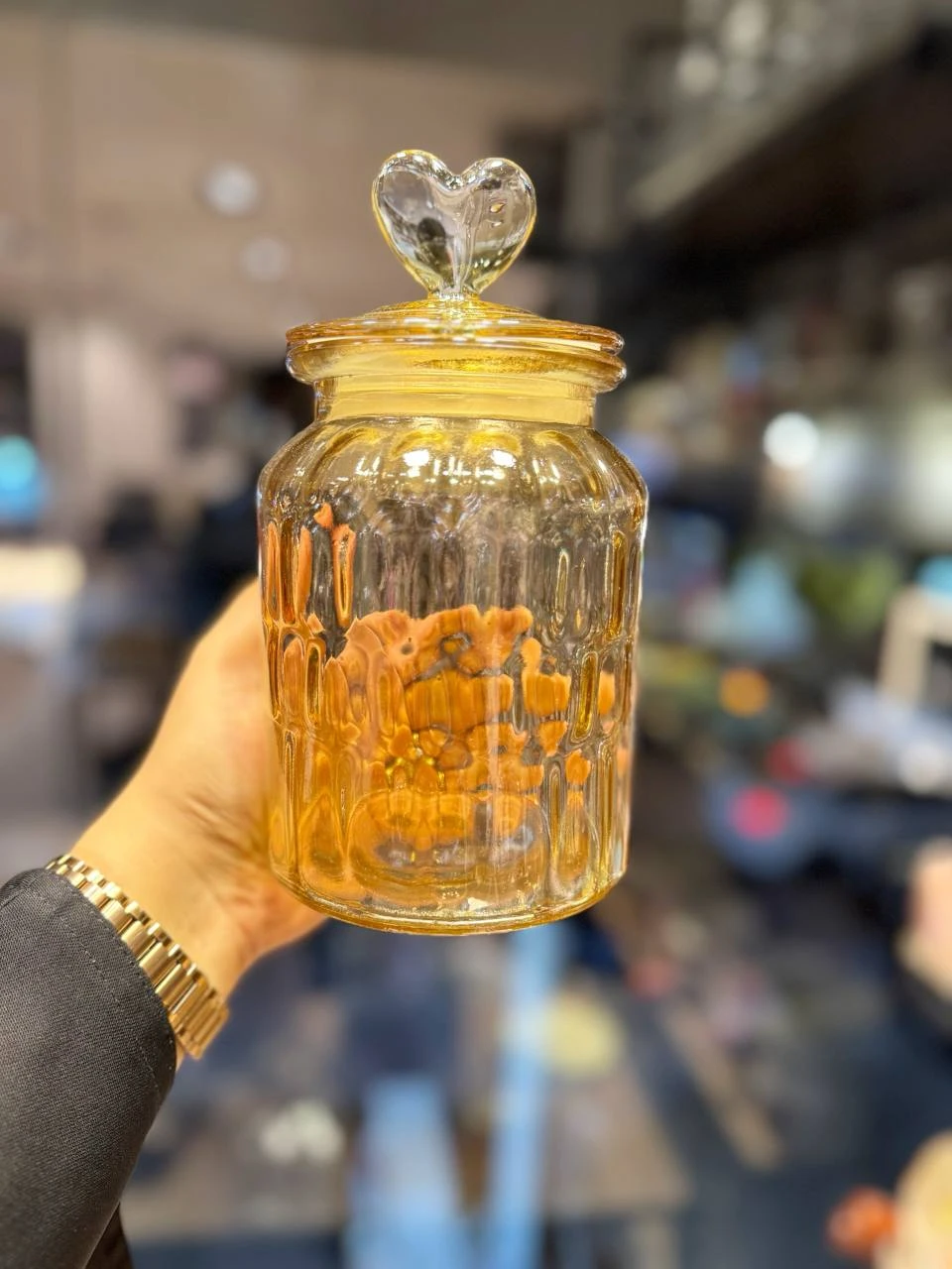 برطمان تخرين زجاج عسلي